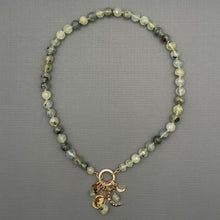 Prehnite Moon Silk Knotted Charm Necklace