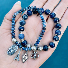 Set of 2  Dumortierite and Blue Kyanite Stretch Charm Bracelets