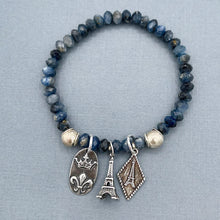 Set of 2  Dumortierite and Blue Kyanite Stretch Charm Bracelets