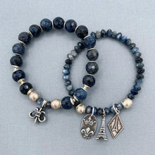 Set of 2  Dumortierite and Blue Kyanite Stretch Charm Bracelets