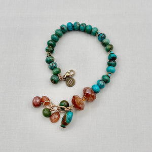 Turquoise and Sunstone Gold Filled Bracelet