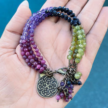 Ruby, Amethyst, Blue Sapphire, and Peridot Charm Bracelet
