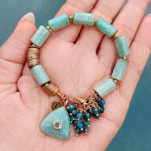 Amazonite and Apatite Charm Bracelet