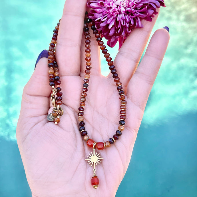 Hessonite and Carnelian Sun Necklace