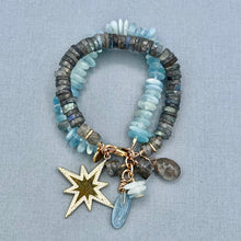 2-Row Aquamarine and Labradorite Star Bracelet