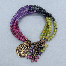 Ruby, Amethyst, Blue Sapphire, and Peridot Charm Bracelet