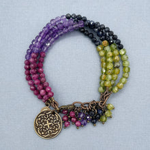 Ruby, Amethyst, Blue Sapphire, and Peridot Charm Bracelet
