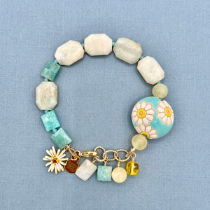 Amazonite and Moonstone Daisy Bracelet