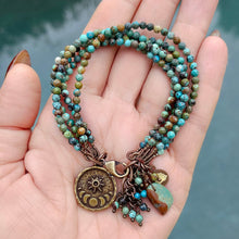 5 Strand Turquoise Sun/Moon Charm Bracelet