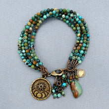 5 Strand Turquoise Sun/Moon Charm Bracelet