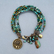 5 Strand Turquoise Sun/Moon Charm Bracelet