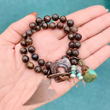Bronzite and Turquoise Knotted Wrap Bracelet