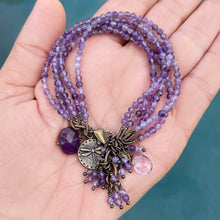 Amethyst 5 Strand Dragonfly Bracelet