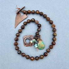 Bronzite and Turquoise Knotted Wrap Bracelet