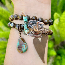 Bronzite and Turquoise Knotted Wrap Bracelet