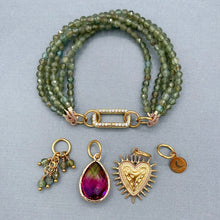 Green Apatite 5 Strand Heart Bracelet