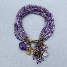 Amethyst 5 Strand Dragonfly Bracelet
