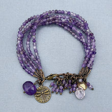 Amethyst 5 Strand Dragonfly Bracelet