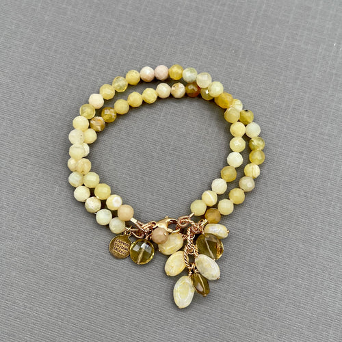 Yellow Opal and Quartz Gold filled Bracelet