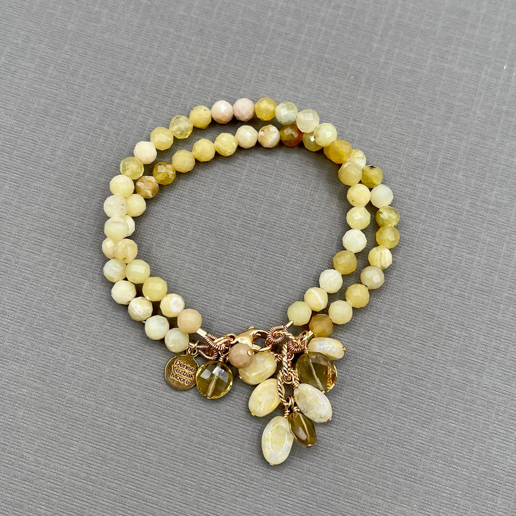 Yellow Opal and Quartz Gold filled Bracelet