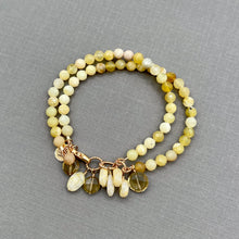 Yellow Opal and Quartz Gold filled Bracelet