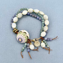 Paisley Moonstone, Tanzanite and Green Aventurine Knotted Bracelet