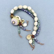 Paisley Moonstone, Tanzanite and Green Aventurine Knotted Bracelet