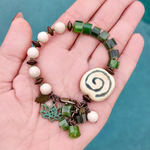 Nephrite Jade & Fossil Jasper Swirl Bracelet