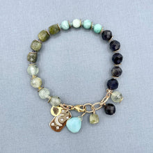 Prehnite, Green Garnet, Amazonite and Iolite Bracelet