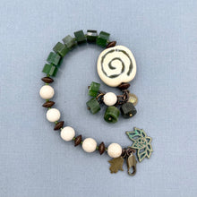 Nephrite Jade & Fossil Jasper Swirl Bracelet