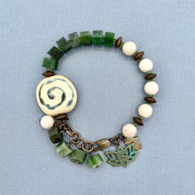 Nephrite Jade & Fossil Jasper Swirl Bracelet