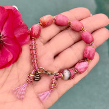 Pink Dyed Agate and Swarovski Crystal Bracelet