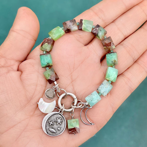 Australian Chrysoprase Moon Bracelet