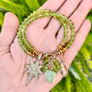 Peridot Star 2 Row Bracelet