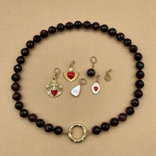 Deep Red Garnet Sacred Heart Charm Necklace