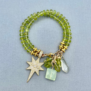 Peridot Star 2 Row Bracelet