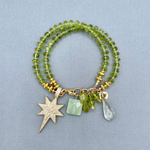 Peridot Star 2 Row Bracelet