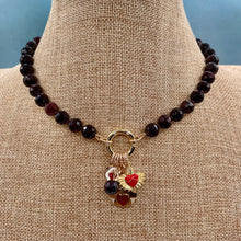 Deep Red Garnet Sacred Heart Charm Necklace