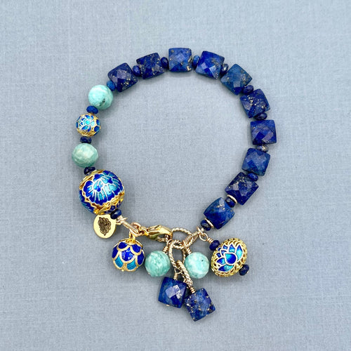 Amazonite and Lapis Cloisonne Bracelet