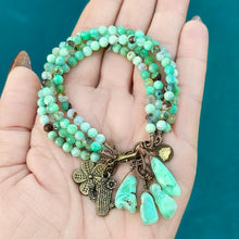 Australian Chrysoprase 4 Strand Charm Bracelet