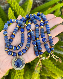 Lapis Lazuli 2 Row Kuchi Coin Necklace