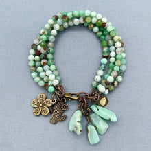 Australian Chrysoprase 4 Strand Charm Bracelet