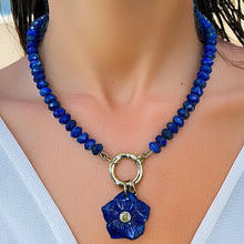 Lapis Lazuli Silk Knotted Flower Necklace