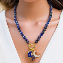 Lapis Silk Knotted Moon Necklace