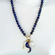Lapis Silk Knotted Moon Necklace