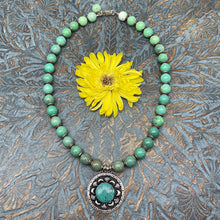 Green Chrysoprase and Howlite Bohemian Pendant Necklace