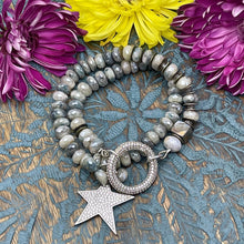Gray Silverite Star 2-Row Wrap Bracelet